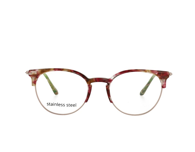 Vintage slim unisex acetate and metal combination prescription spectacles