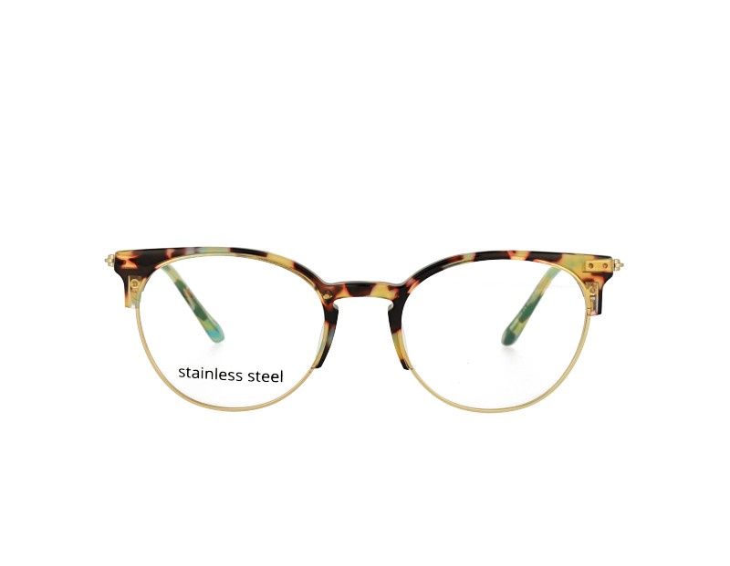 Vintage slim unisex acetate and metal combination prescription spectacles