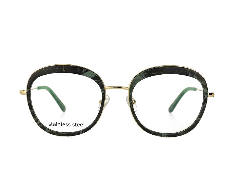 Big thick round woman acetate and metal combination optical frames spectacles