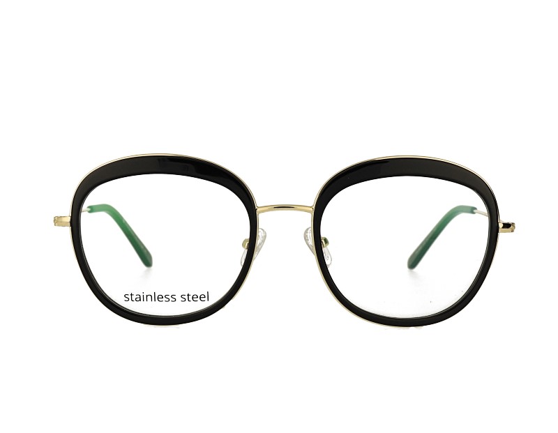 Big thick round woman acetate and metal combination optical frames spectacles
