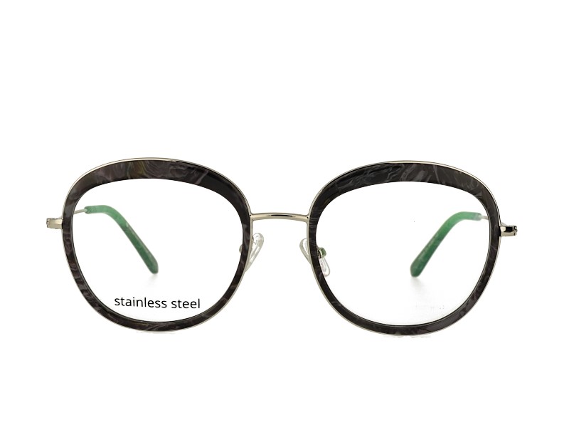 Big thick round woman acetate and metal combination optical frames spectacles