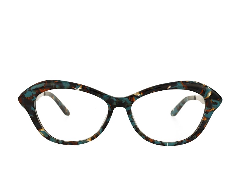 cat eye acetate and metal combination eyeglasses frame