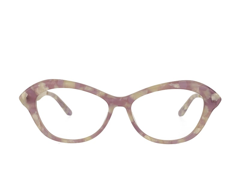 cat eye acetate and metal combination eyeglasses frame