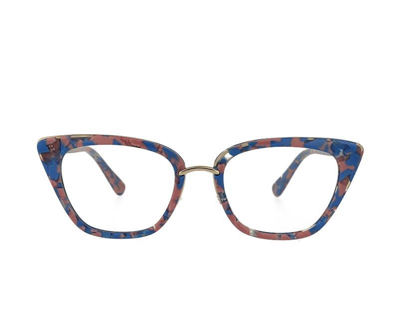 cat eye acetate and metal combination eyeglasses frame