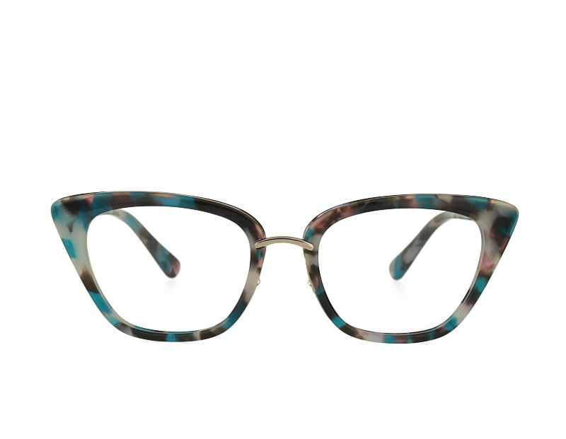 cat eye acetate and metal combination eyeglasses frame