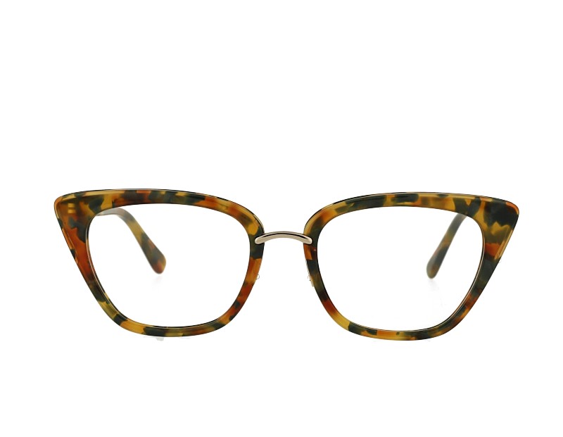 cat eye acetate and metal combination eyeglasses frame