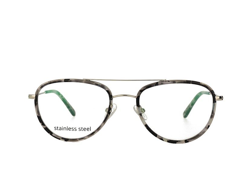 Aviator double bridge acetate andstainless steel mix optical frames eyewear