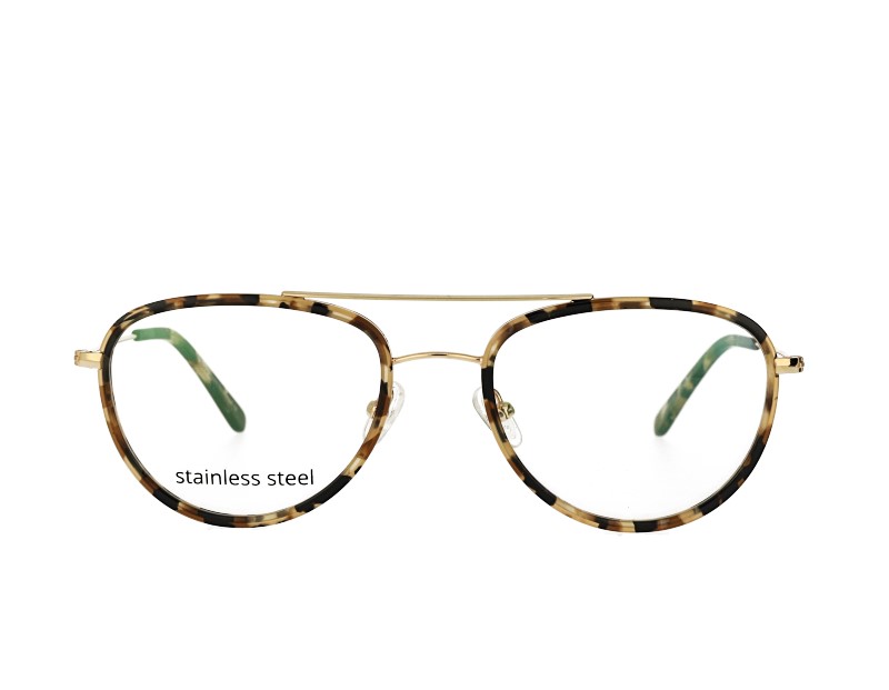 Aviator double bridge acetate andstainless steel mix optical frames eyewear