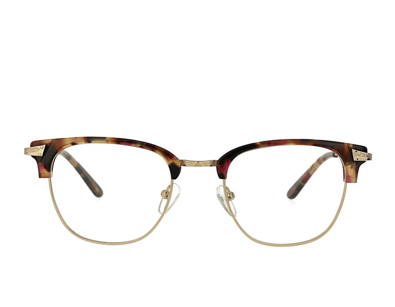 Retro Square acetate and metal combination eyeglasses frame