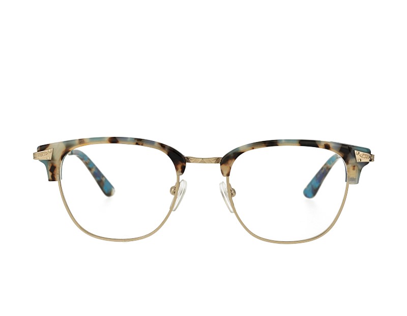 Retro Square acetate and metal combination eyeglasses frame