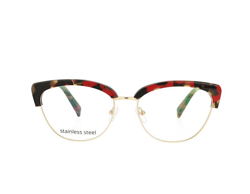 Cat eye Acetate and stainless steel combination optical frame prescription spectacles