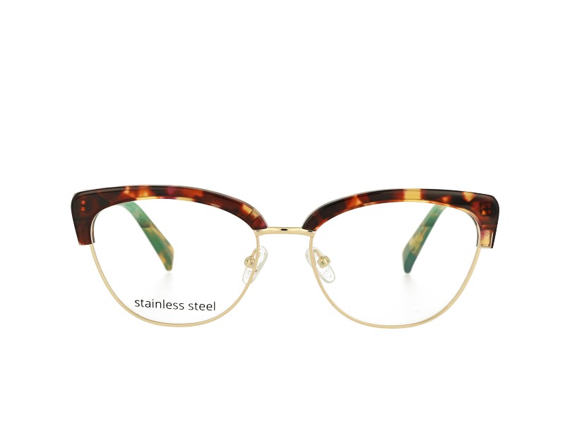 Cat eye Acetate and stainless steel combination optical frame prescription spectacles