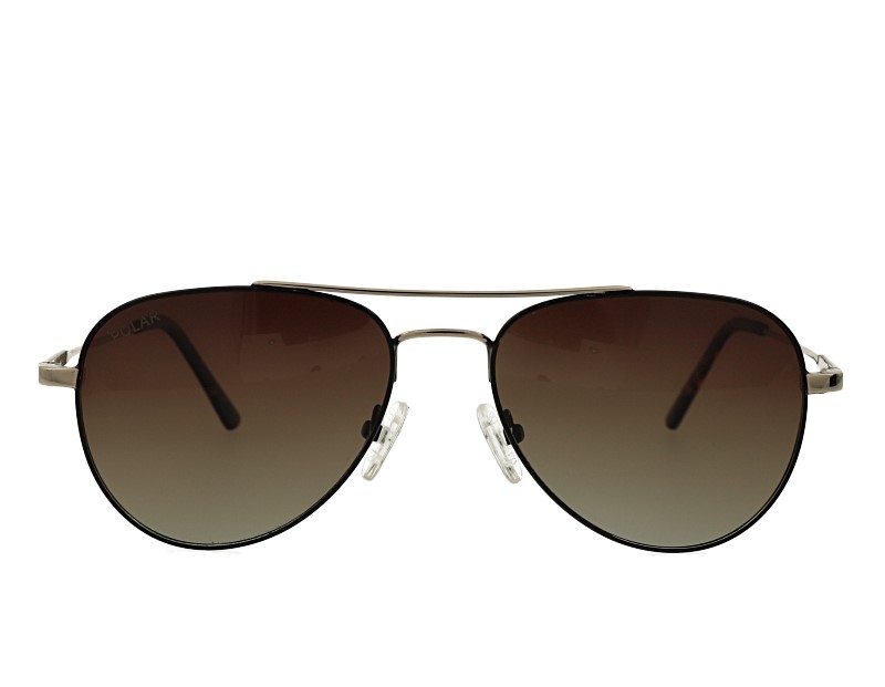 Double Bridge Aviator Polarized Gradient Grey Brown Sunglasses Eyewear