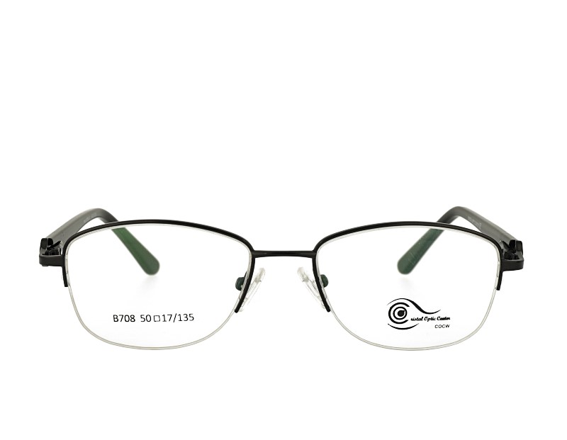 Unisex half rim stainless steel  metal eyeglasses