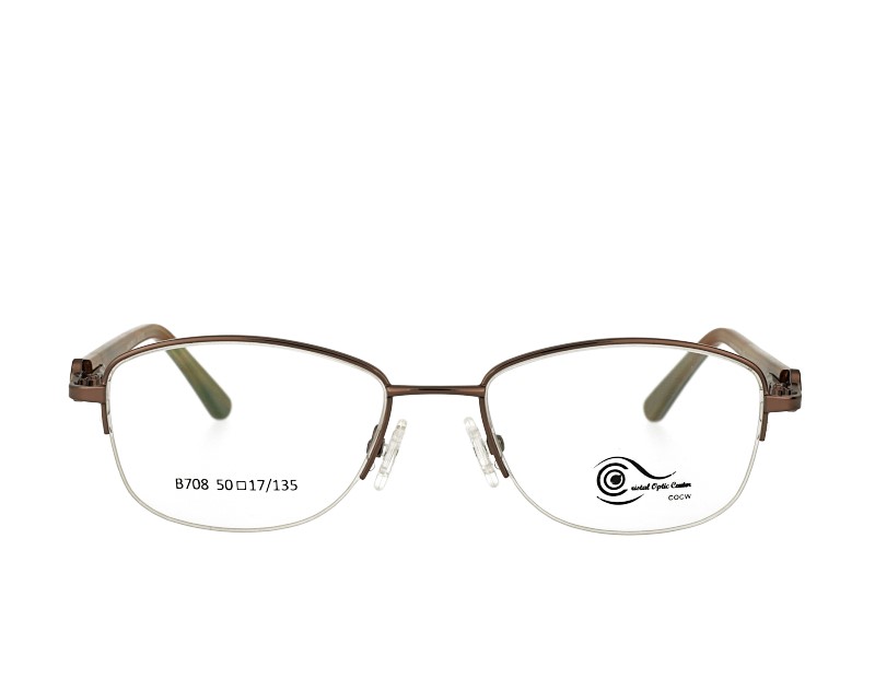 Unisex half rim stainless steel  metal eyeglasses