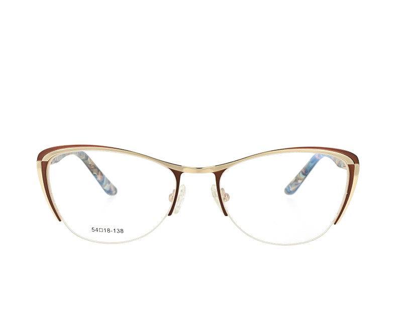 Woman Half Rim Cat Eye Metal Optical frames