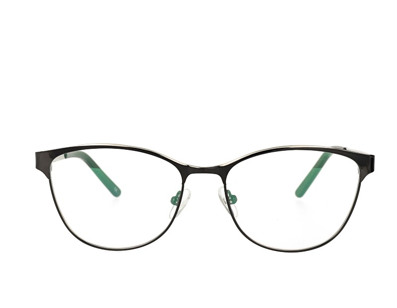 Cat Eye Full Rim Metal Frame with Acetate Tip Eyewear Spring Hinge