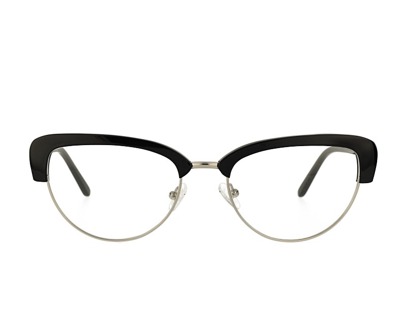 retro cat eye acetate and metal mixed eyeglasses