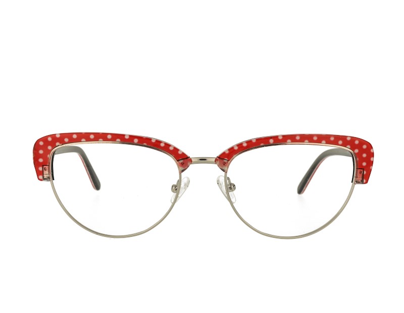 retro cat eye acetate and metal mixed eyeglasses