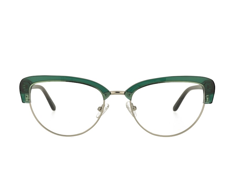 retro cat eye acetate and metal mixed eyeglasses