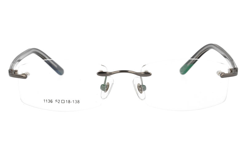 Metal rimless prescription spectacles RX optical frames eyeglasses eyewear