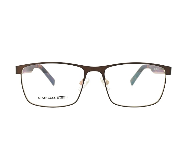 Rectangle Man's Stainless Steel Optical Frame Acetate Temple