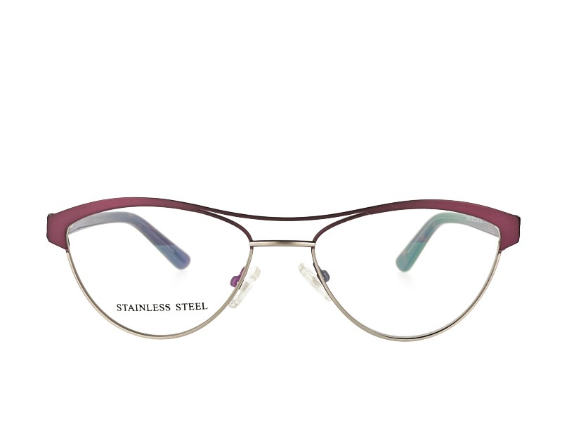 Cat Eye Double Bridge Metal Optical Frame acetate Temple