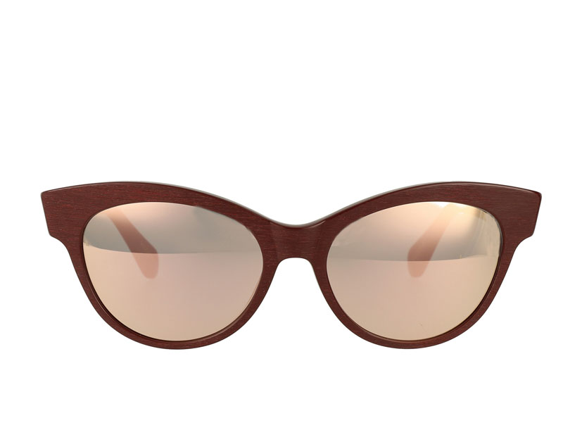 Cat Eye Acetate Frame Stainless Steel Temple Sunglasses