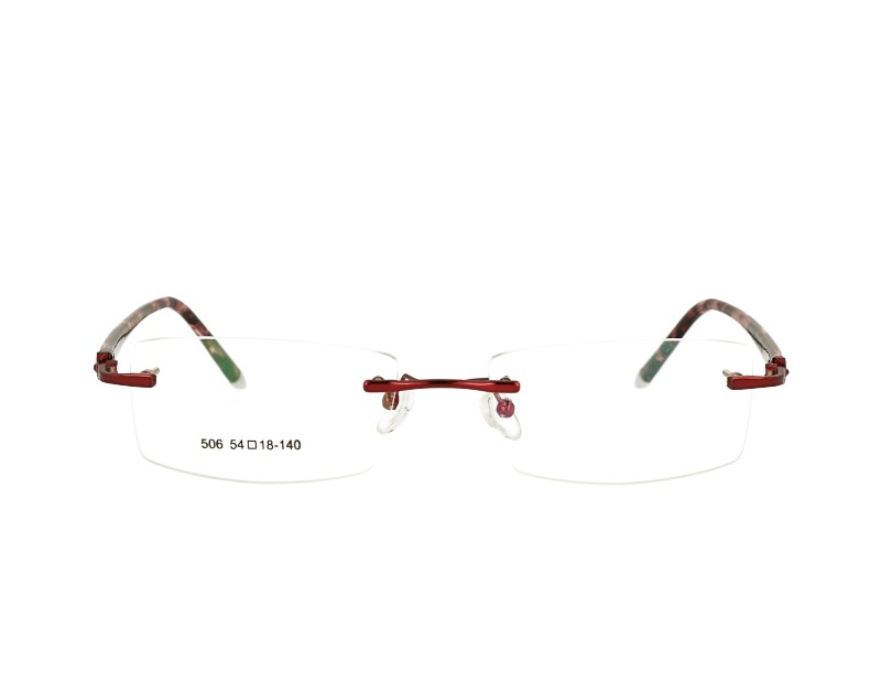 Rimless woman's metal Optical frame Eyewear with crystal acetate temples