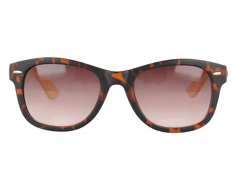 J0193 Wayfarer Plastic Sunglasses with Bamboo Temples