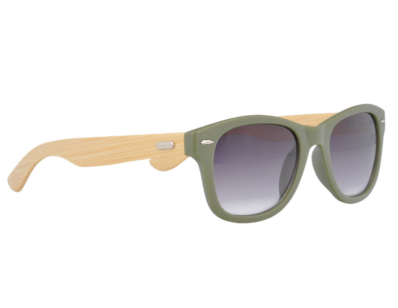 J0193 Wayfarer Plastic Sunglasses with Bamboo Temples