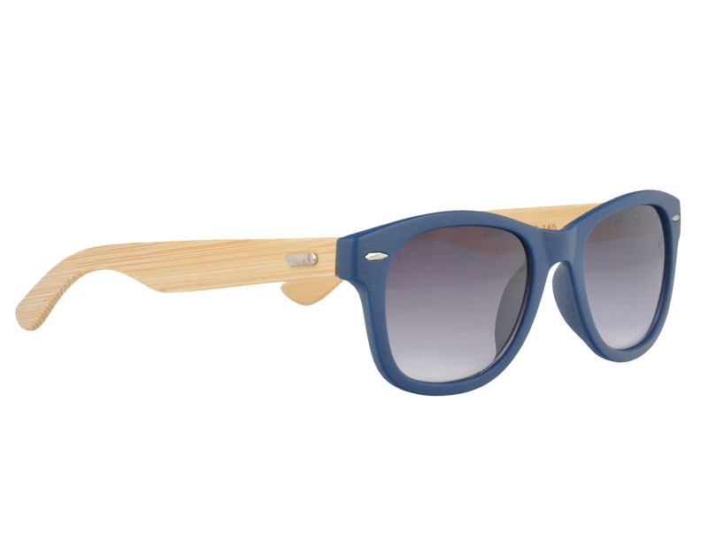 J0193 Wayfarer Plastic Sunglasses with Bamboo Temples