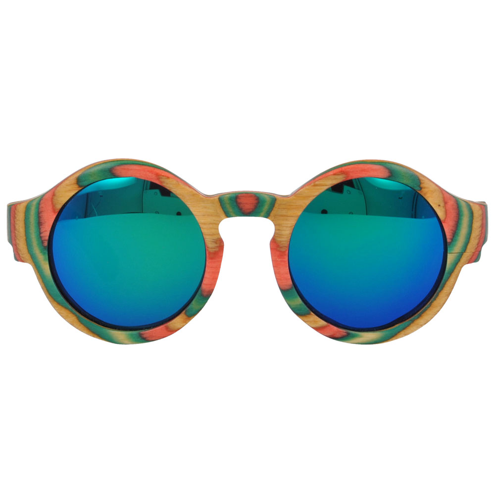 100% nature wood with ice blue polarized lens sunglasses
