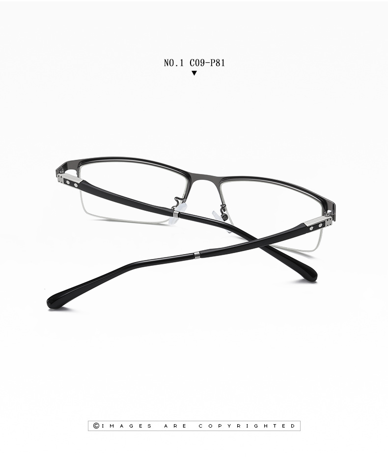 Mans Rectangle Optical frame Half Rim Metal Eyeglasses Classic Eyewear