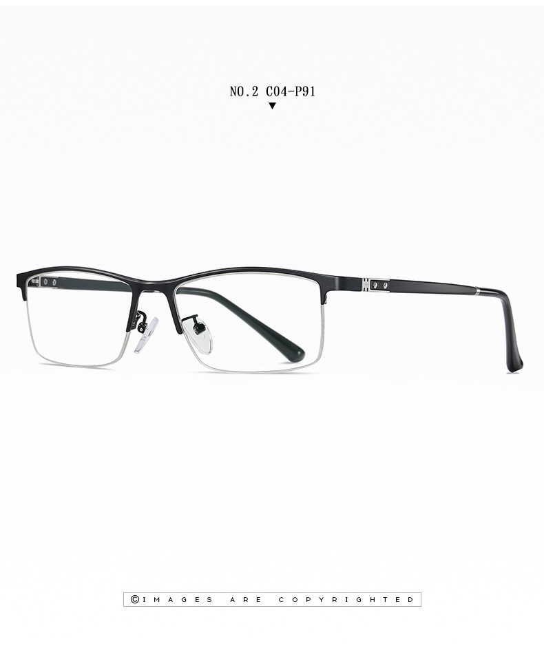 Mans Rectangle Optical frame Half Rim Metal Eyeglasses Classic Eyewear