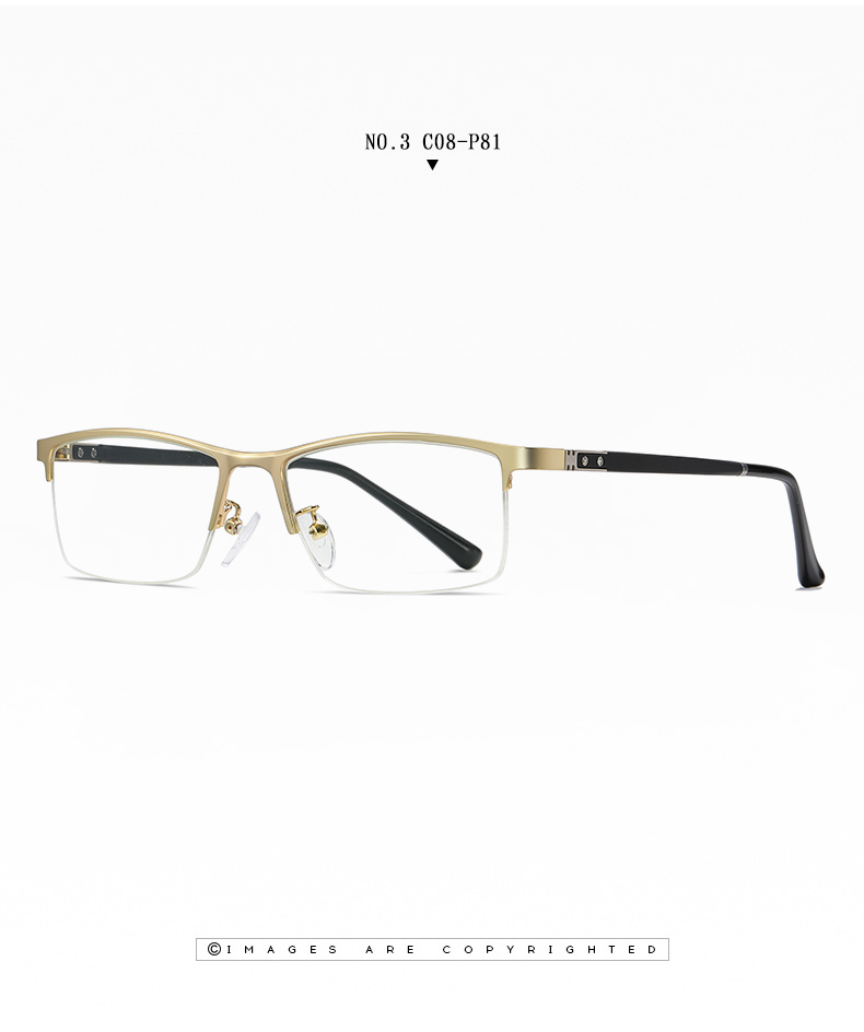 Mans Rectangle Optical frame Half Rim Metal Eyeglasses Classic Eyewear