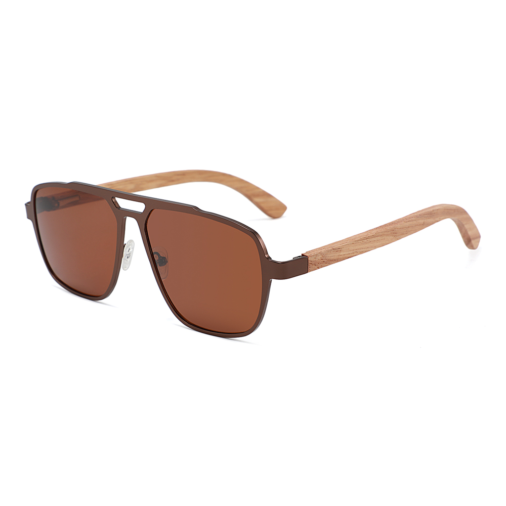 Unisex Aviator Pilot Natural Bamboo Wood Hand Made UV400 Polarized Sunglasses