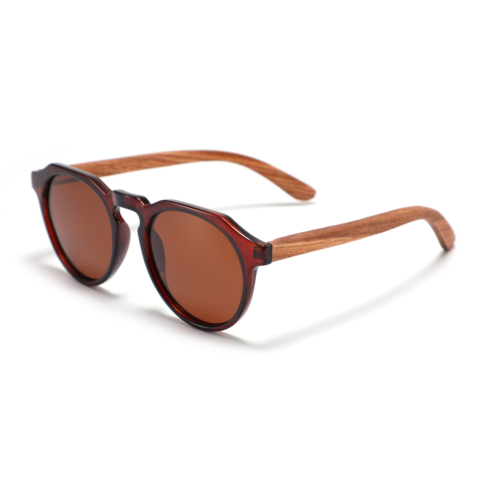 Unisex Oval  Natural Bamboo Wood Hand Made UV400 Polarized Sunglasses