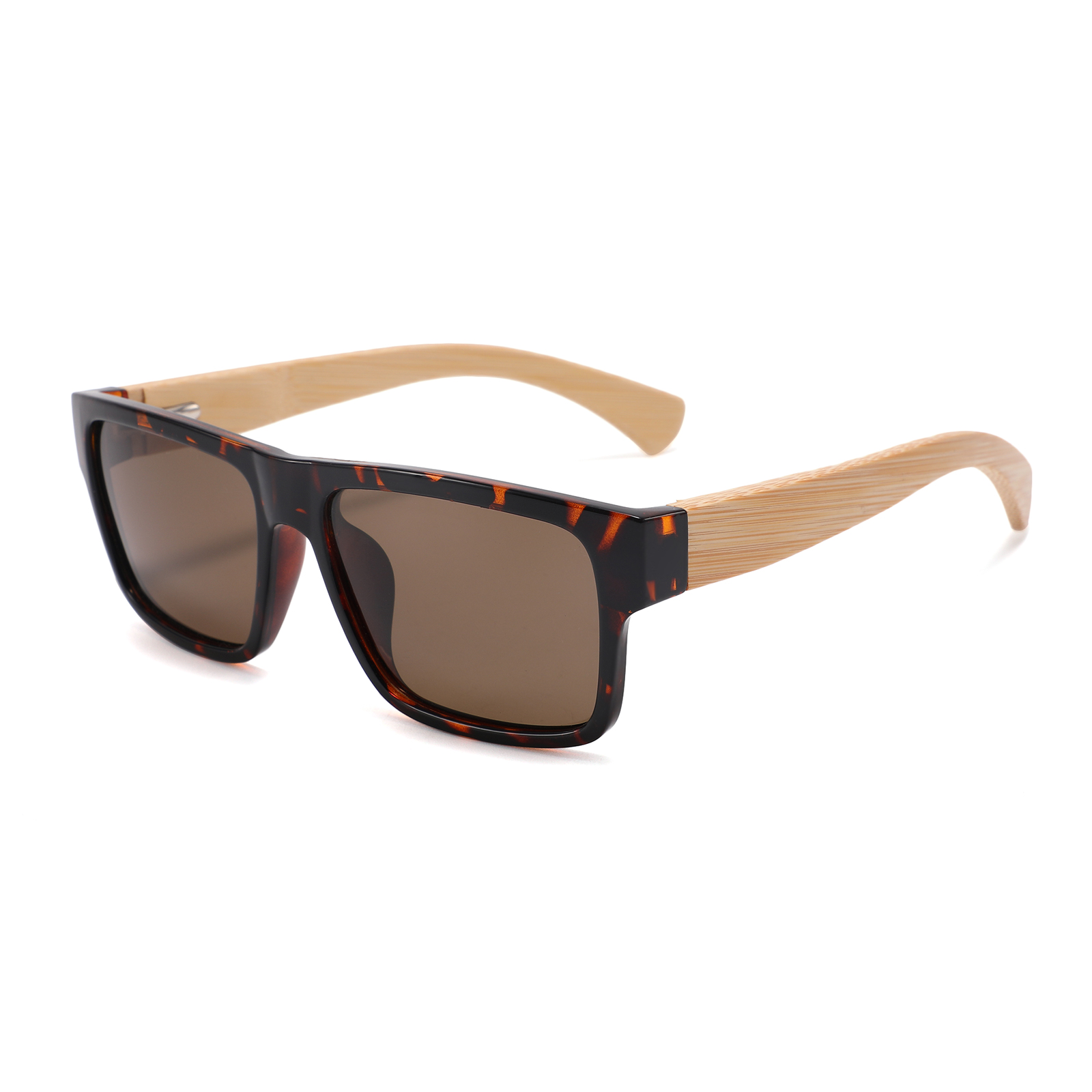 Unisex Rectangle Natural Bamboo Wood Hand Made UV400 Polarized Sunglasses