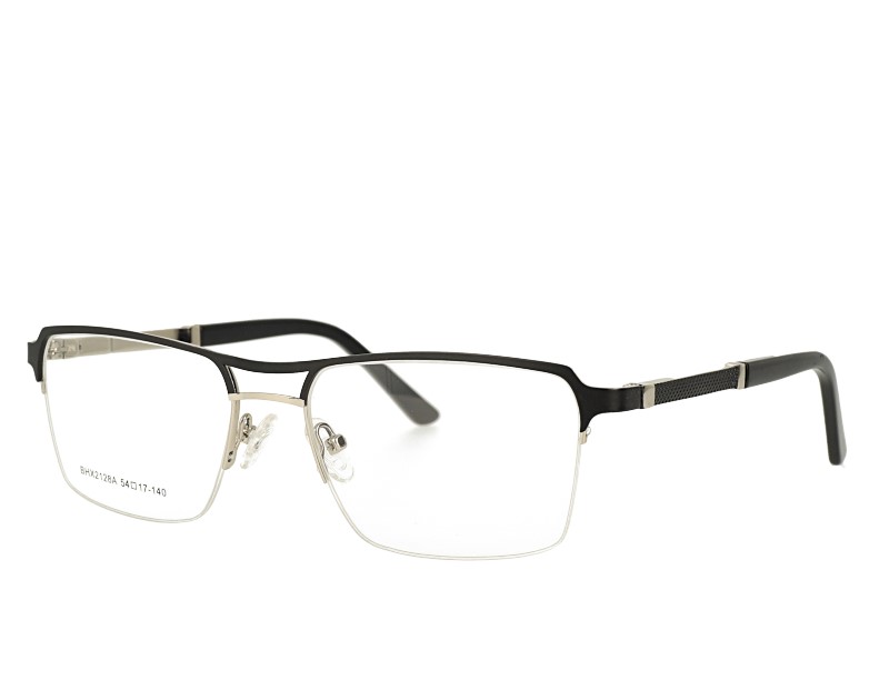 Half rim Double bridge metal frame with acetate temples with spring hinge