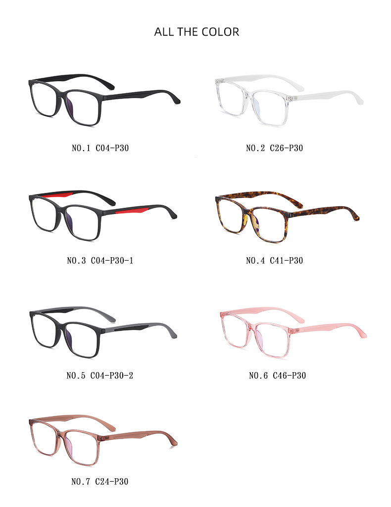 Unisex Rectangle Optical frame TR90 CP Mixed Eyeglasses Spring Hinge