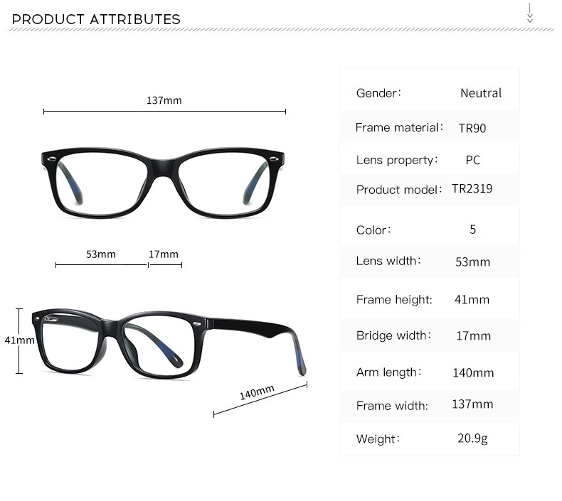 Unisex Classic Optical frame TR90 CP Mixed Eyeglasses Spring Hinge