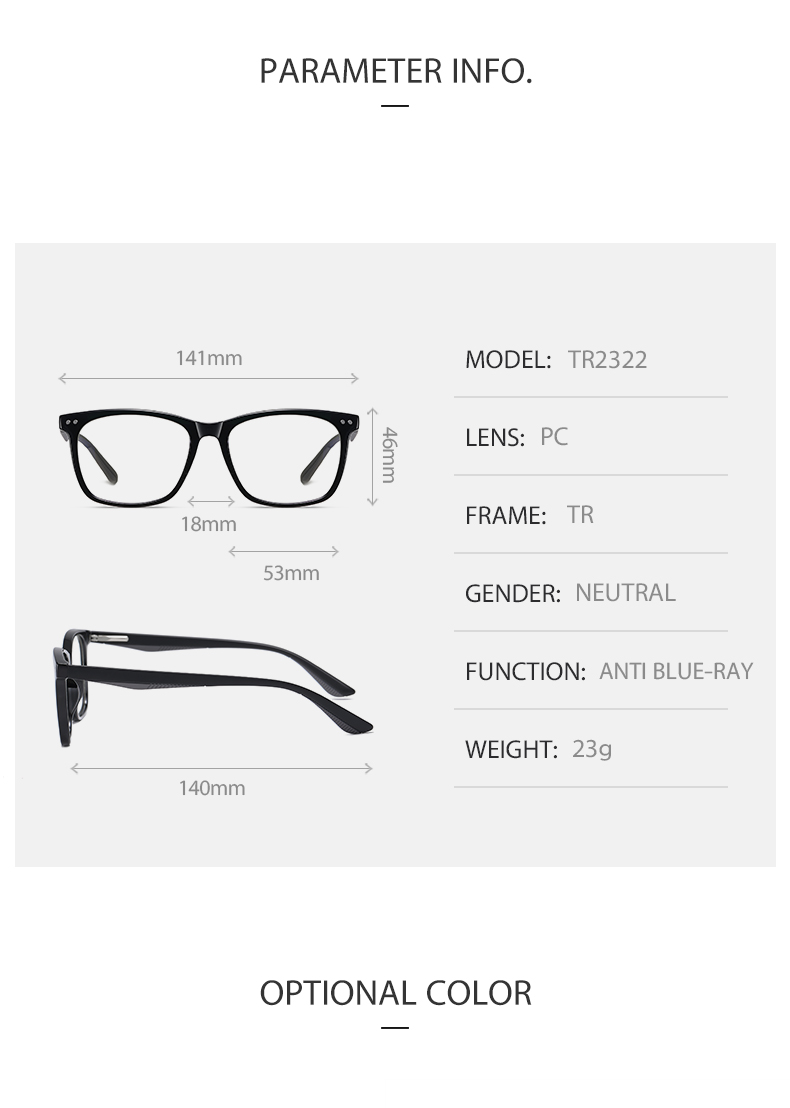 Unisex Classic Optical frame TR90 CP Mixed Eyeglasses Spring Hinge