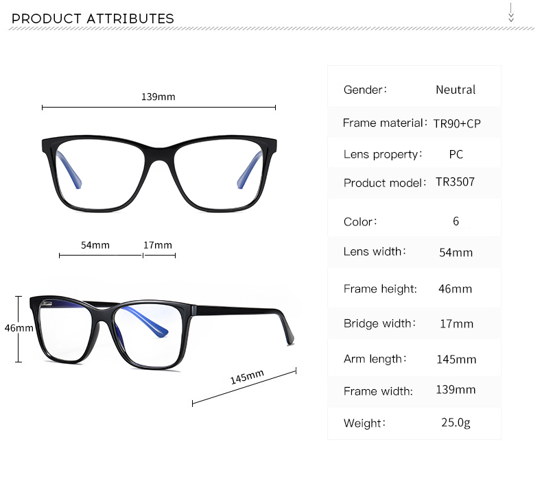 Unisex Optical frame TR90 CP Temple  Eyeglasses Spring Hinge