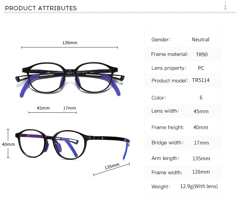 45size Kid TR90 Optical frame Fashion Eyeglasses  Eyewear