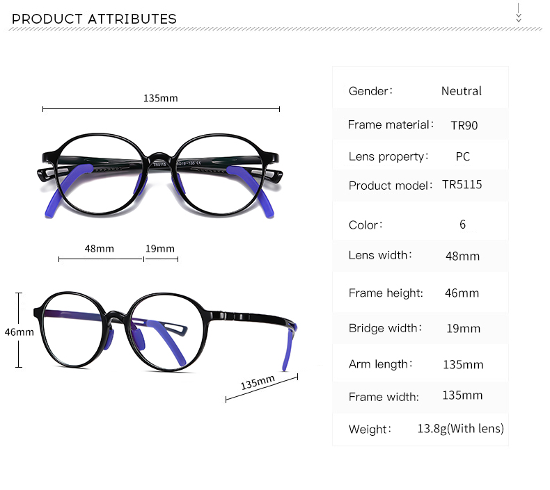 Oval Kid TR90 Optical frame Fashion Eyeglasses  Eyewear