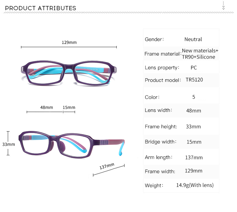 48 Size Kids Teenager TR90 Optical frame Fashion Eyeglasses  Eyewear