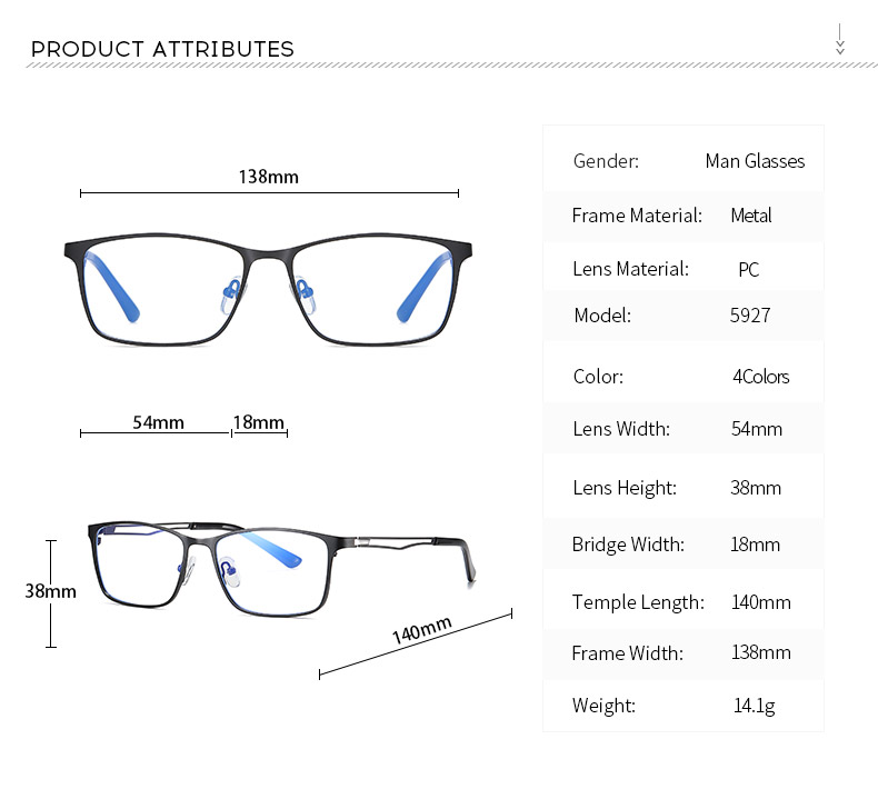 Half Rim Meal Man's Optical Frame Stainless steel Eyeglasses