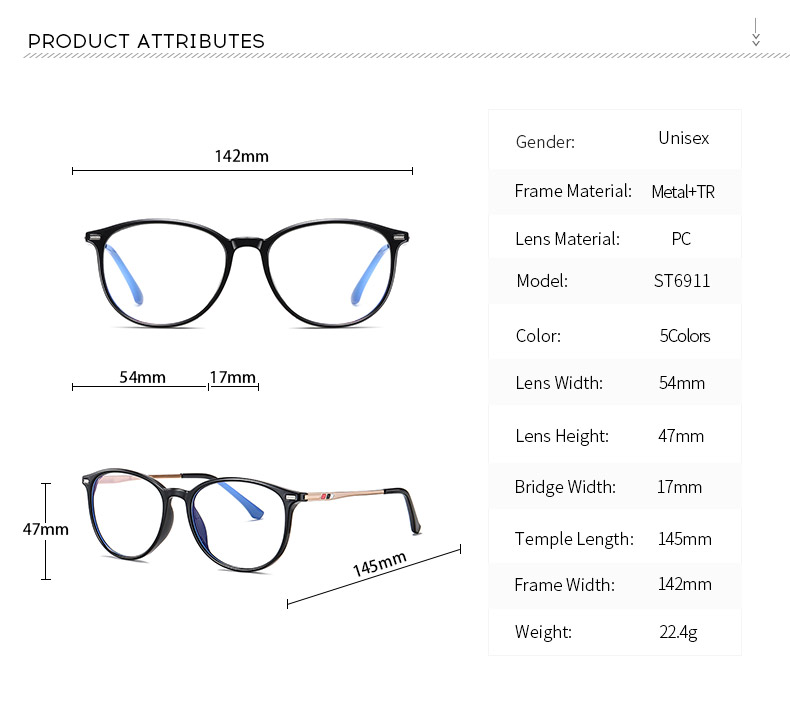 Full Rim Oval Optical Frame Combination Eyeglasses