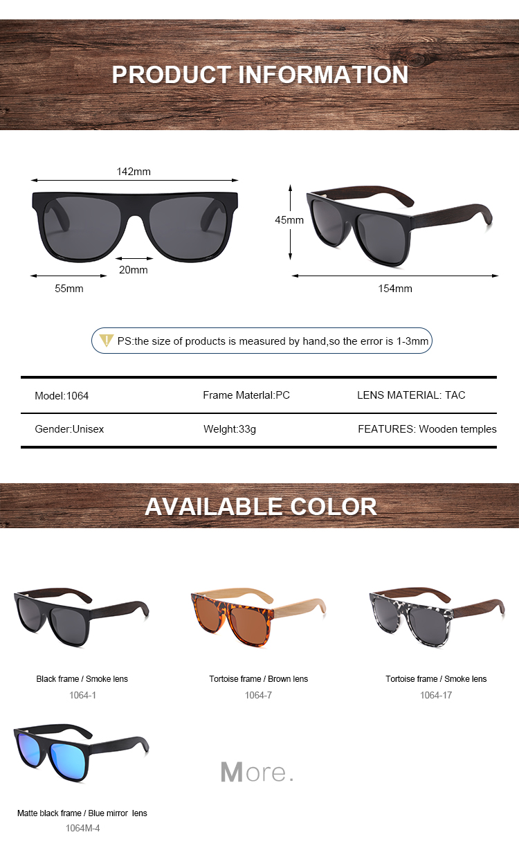 Unisex Natural Bamboo Hand Made UV400 Sunglasses